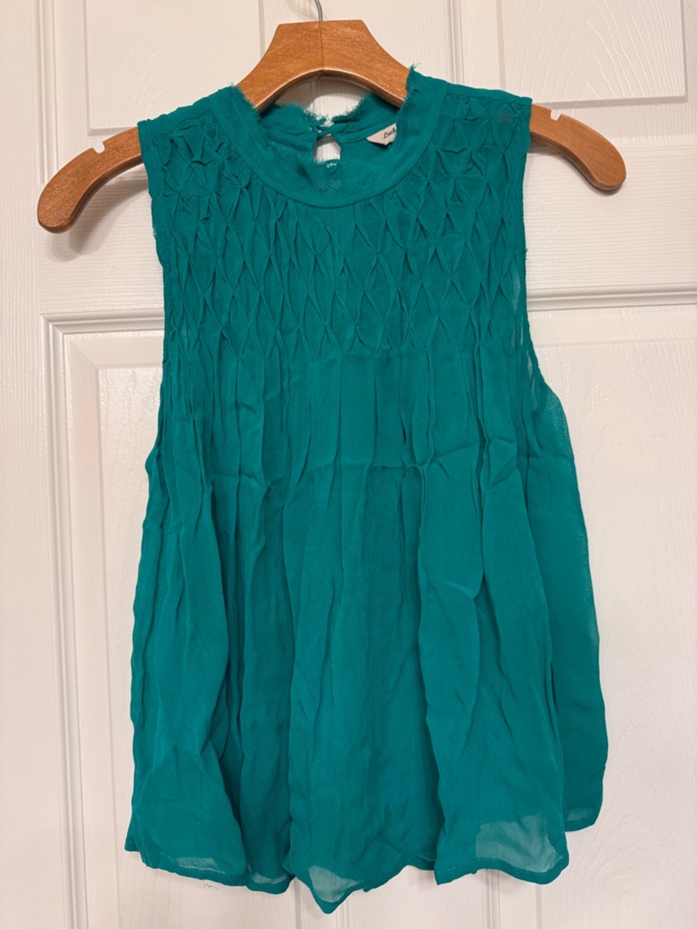 Lucky Brand Teal Sleeveless Smocked Neck Camisole